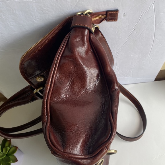 NWOT ALMA MINALO LEATHER HANDBAG/BACKPACK/BRIEFCASE- DARK BROWN - Picture 12 of 16